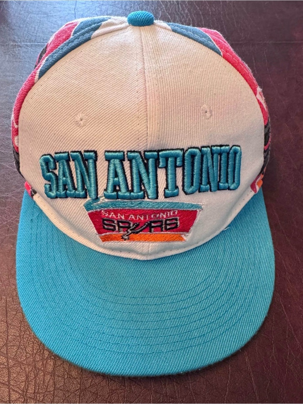San Antonio Spurs Vintage Logo Snapback Hat - Teal & White